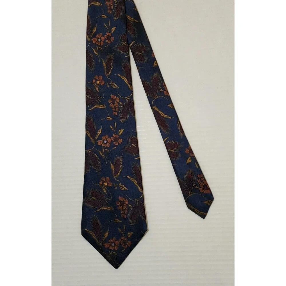 Alcione for Today's Man Silk Tie 4"x57.5" Navy Blue Floral Made in Italy - Picture 2 of 6